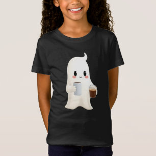 Camiseta Gráfica de Café Fantasma Fofa para Crianç