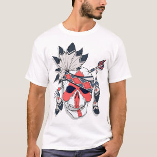 Camiseta Gráfica de Caveira com Pena Tribal
