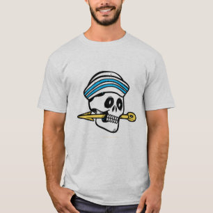 Camiseta gráfica de caveira de guerreiro com lança
