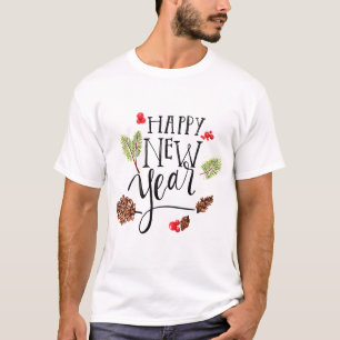 Camiseta Gráfica de Celebração do Ano Novo Feliz