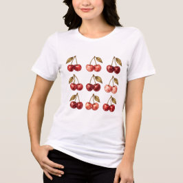 Camiseta gráfica de cerejas em aquarela vintage