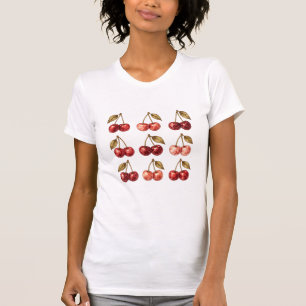 Camiseta gráfica de cerejas em aquarela vintage