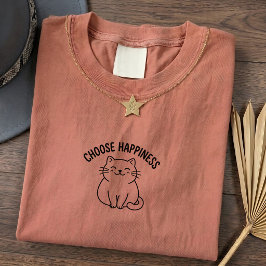 Camiseta Gráfica de Citação de Gato Feliz Fofa