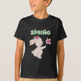 Camiseta Gráfica de Coelhinho da Primavera com Tul