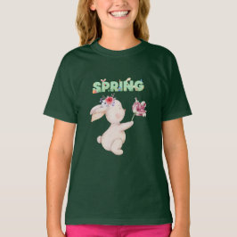 Camiseta Gráfica de Coelho da Primavera Retro com