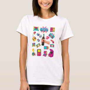 Camiseta Gráfica de Colagem de Adesivos Retro Dood