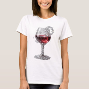 Camiseta Gráfica de Copo de Vinho Tinto Prata Vibr