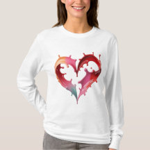 Camiseta Gráfica de Coração Pastel para Mulheres