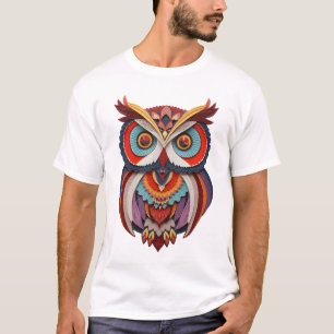 Camiseta Gráfica de Coruja em Camadas de Papel Col