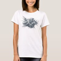 Camiseta Gráfica de Cubos Abstratos Prateados Expr