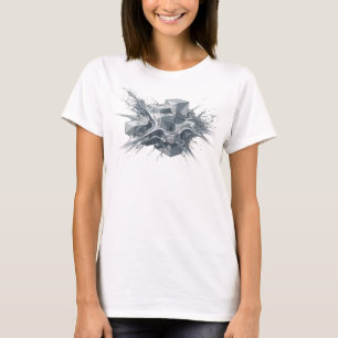 Camiseta Gráfica de Cubos Abstratos Prateados Expr