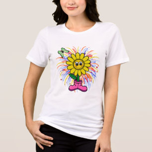Camiseta Gráfica de Desenho Floral Fofo Roupas F