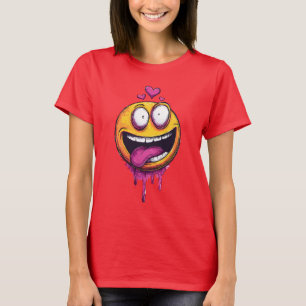 Camiseta Gráfica de Emoji de Amor Louco Engraçado