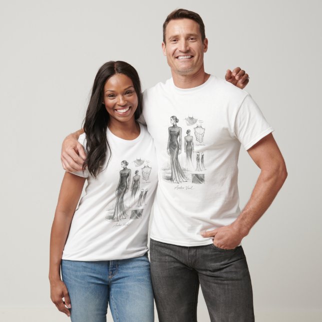 Camiseta Gráfica de Esboço de Vestido (Unissex)