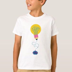 Camiseta Gráfica de Estudante Robô Inteligente e L