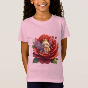 🌹 Camiseta Gráfica de Fada Princesa Para Meninas