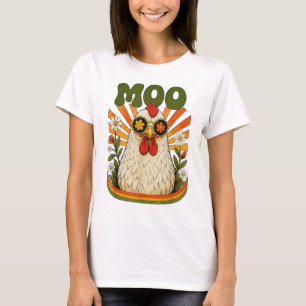 Camiseta Gráfica de Frango Moo Engraçada para Home