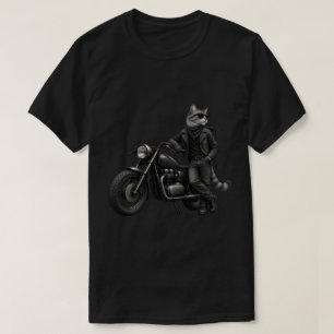 Camiseta Gráfica de Gato Ciclista Preto