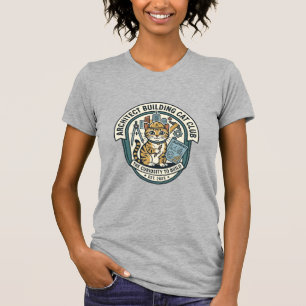 Camiseta Gráfica de Gato de Arquiteto Construindo
