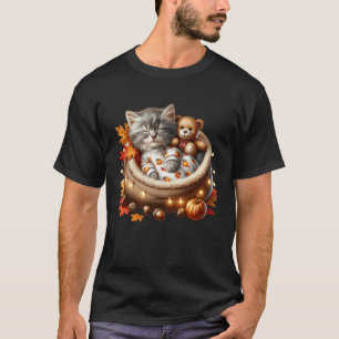 Camiseta Gráfica de Gato de Outono para Mãe de Gatinho e Av