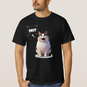 Camiseta Gráfica de Gato Gordinho Divertido Meme Y