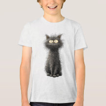 Camiseta Gráfica de Gato Preto Fofo e Excêntrico