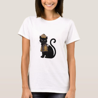 Camiseta Gráfica de Gato Preto Guerreiro