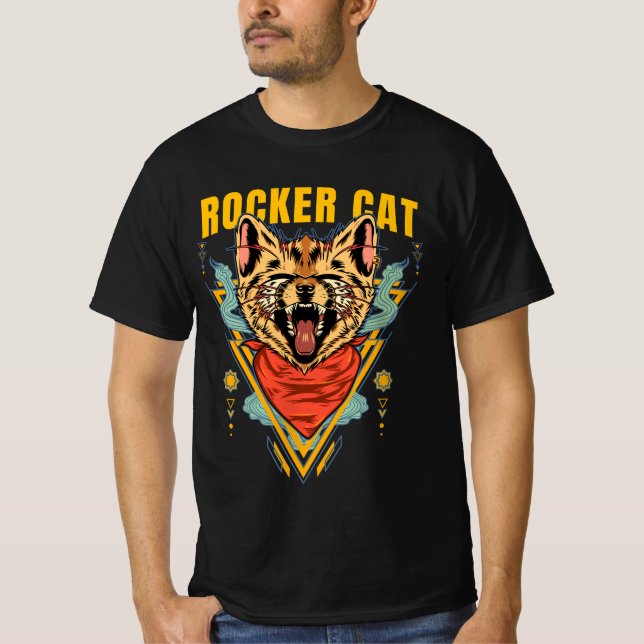 Camiseta Gráfica de Gato Rocker (Frente)