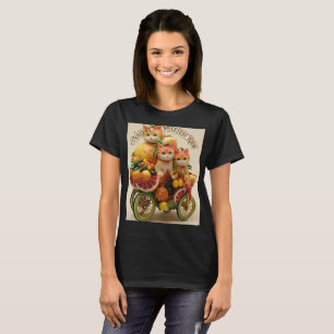 Camiseta Gráfica de Gatos Fofos com Carrinho de Fr