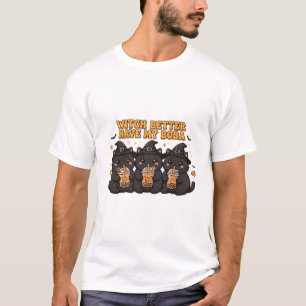 Camiseta Gráfica de Gatos Pretos Engraçados - Ca