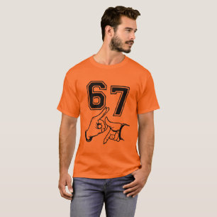 Camiseta Gráfica de Gestos da Mão 67 Estilo Casual