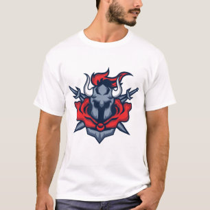 Camiseta Gráfica de Guerreiro Touro para Homens