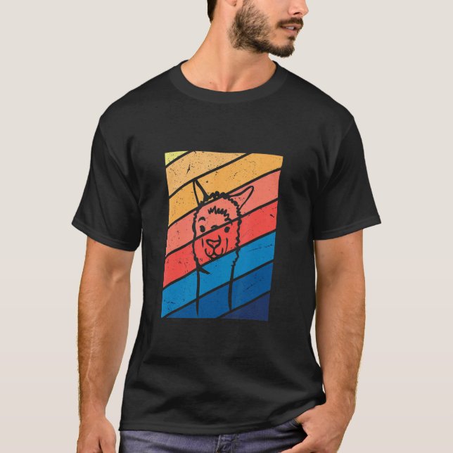 Camiseta gráfica de lhama fofa retrô (Frente)