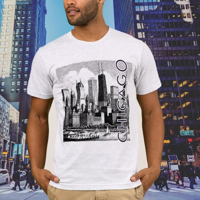 Camiseta Gráfica de Linha CICAGO (Premium graphic featuring the Chicago landscape and skyline.)