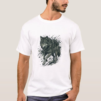 Camiseta Gráfica de Lobo – Lobo Masculino Premium