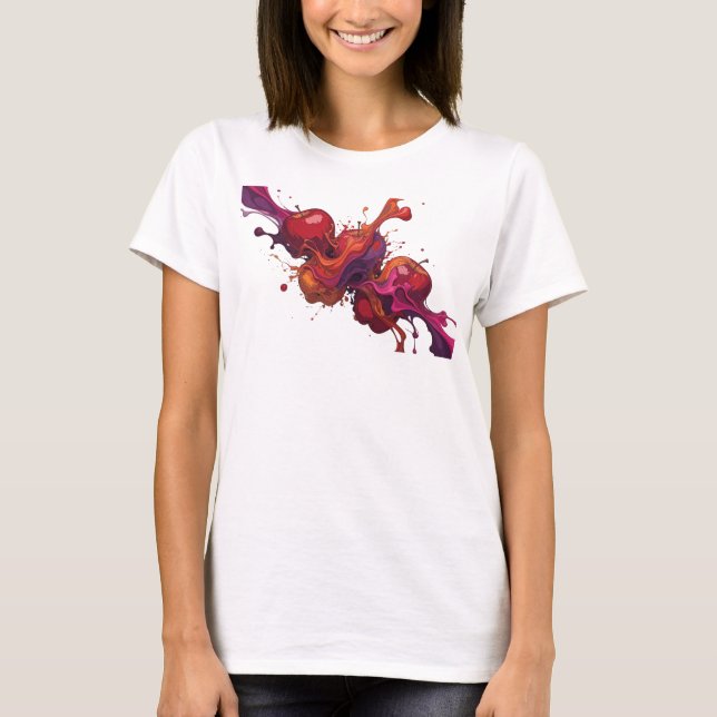 Camiseta Gráfica de Maçã Abstrata Vermelha e Estil (Frente)