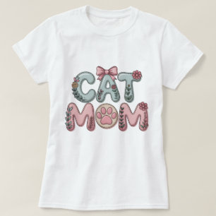 Camiseta Gráfica de Mãe de Gato Fofa