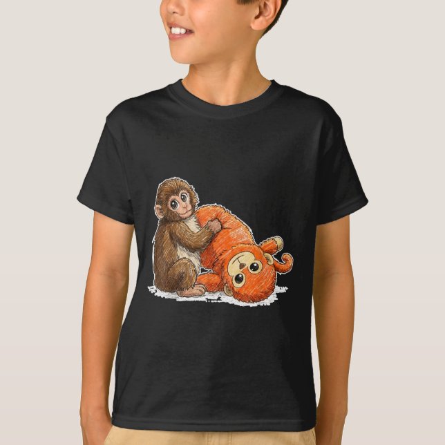 Camiseta gráfica de meme fofo de macaco bebê soco  (Frente)