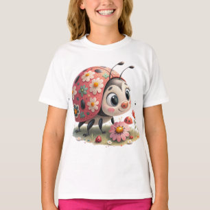 Camiseta Gráfica de Menina Bicho Joaninha Vermelho