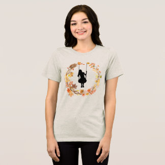 Camiseta Gráfica de Menina no Balanço de Outono -