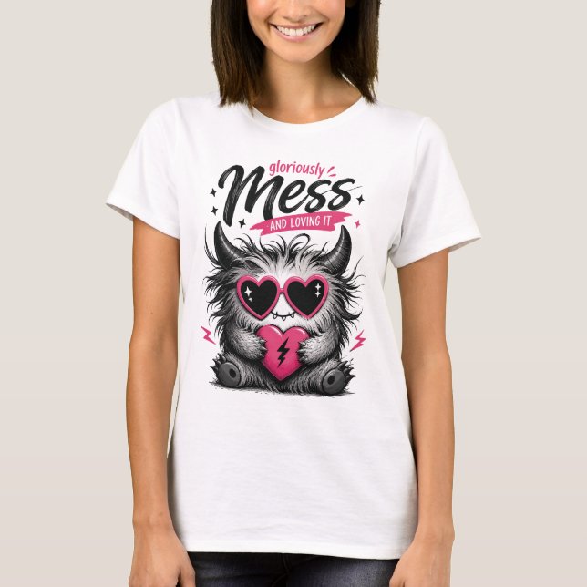Camiseta Gráfica de Monstro Fofo Gloriosamente Des (Frente)
