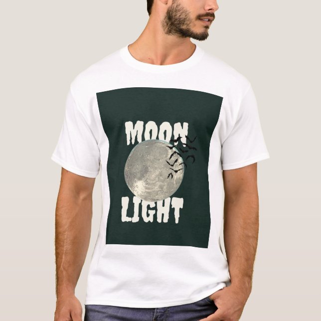 Camiseta Gráfica de Morcegos à Luz da Lua no Hallo (Frente)