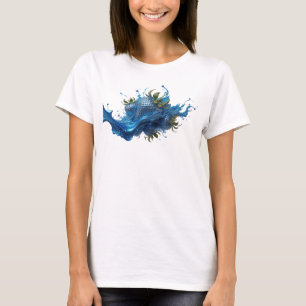 Camiseta Gráfica de Navy com Morangos Abstratos