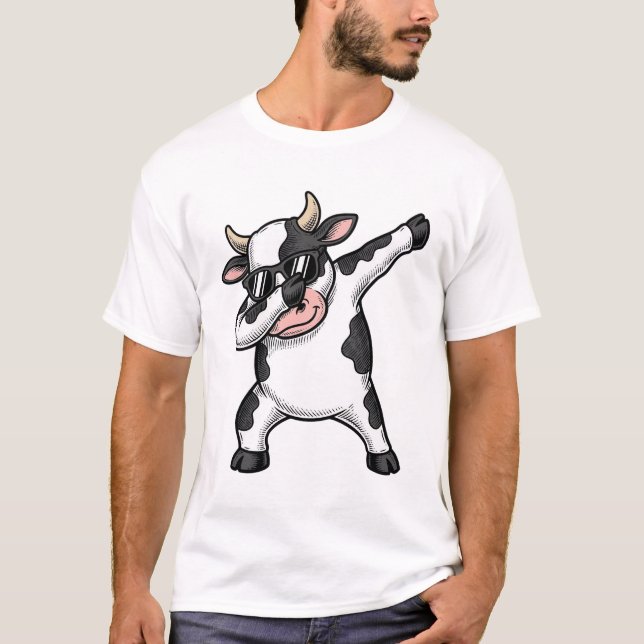 Camiseta Gráfica de Óculos de Sol de Vaca Dabbing  (Frente)
