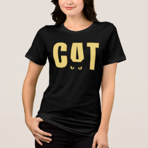 Camiseta Gráfica de Olhos de Gato Preto Engraçada