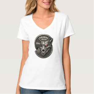 Camiseta Gráfica de Placa de Peso do Lobo de Ferro