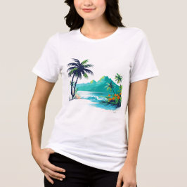 Camiseta Gráfica de Praia de Ilha Tropical