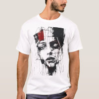 Camiseta Gráfica de Retrato Expressionista Abstrat