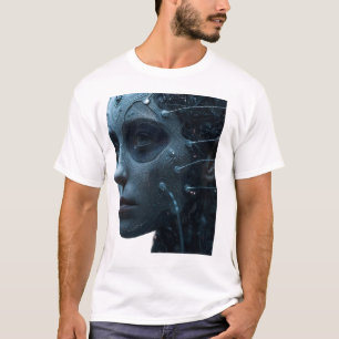Camiseta Gráfica de Retrato Humano Cibernético - F