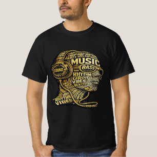 Camiseta Gráfica de Ritmo de Música para Homens